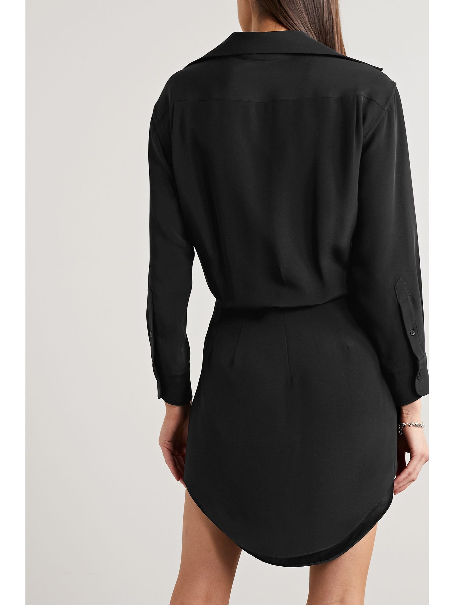 The Vera silk-crepe mini shirt dress Black - 3