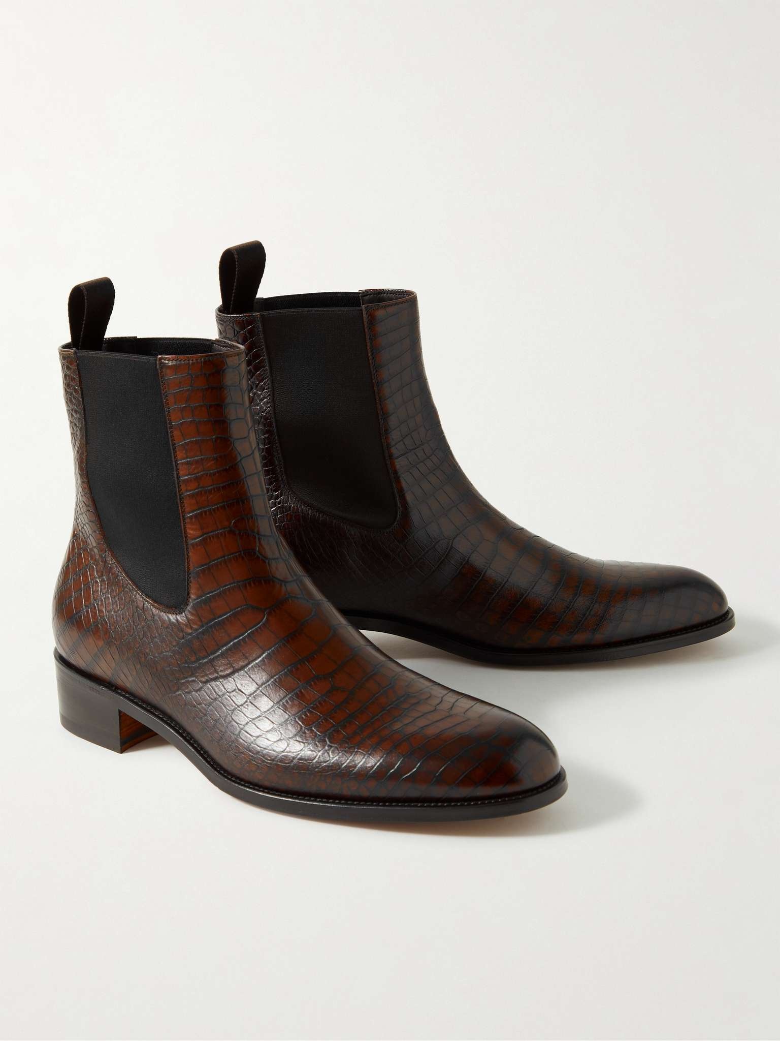 Croc-Effect Leather Chelsea Boots - 4