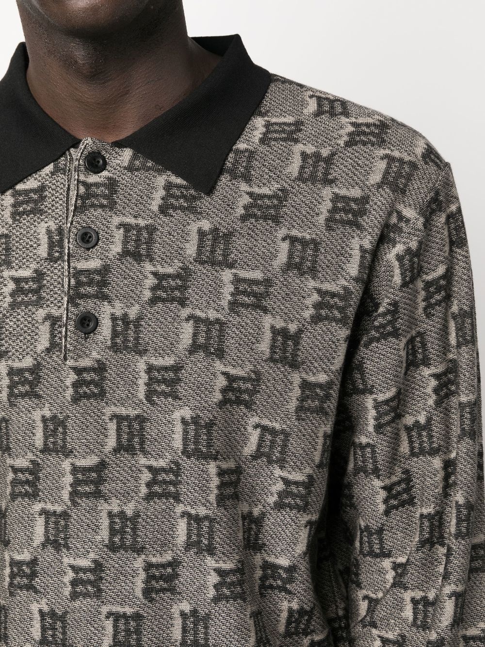 logo-jacquard polo jumper - 5
