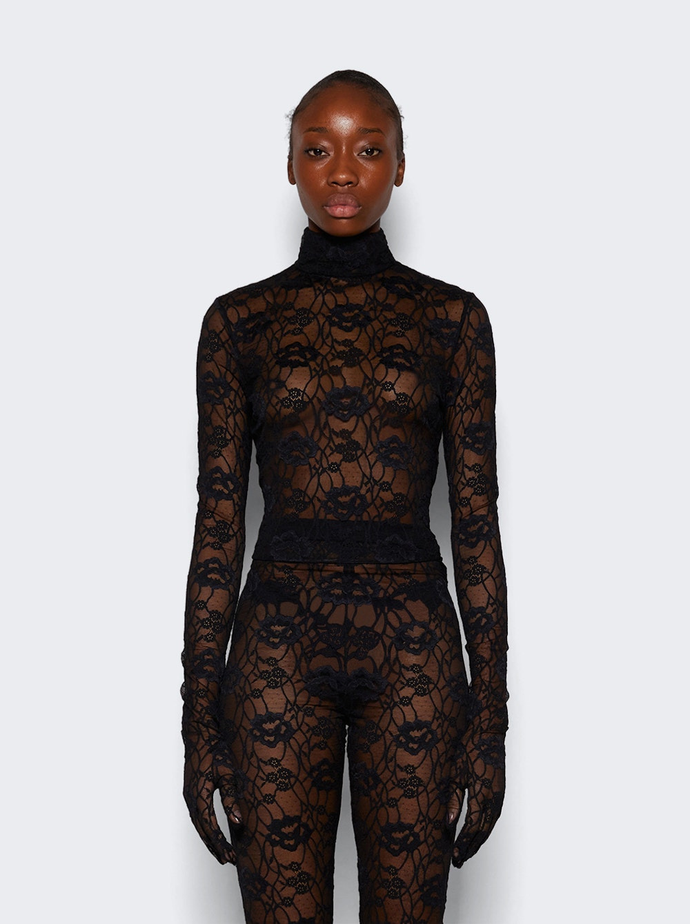 Gloved Top in Stretch Lace Black - 3