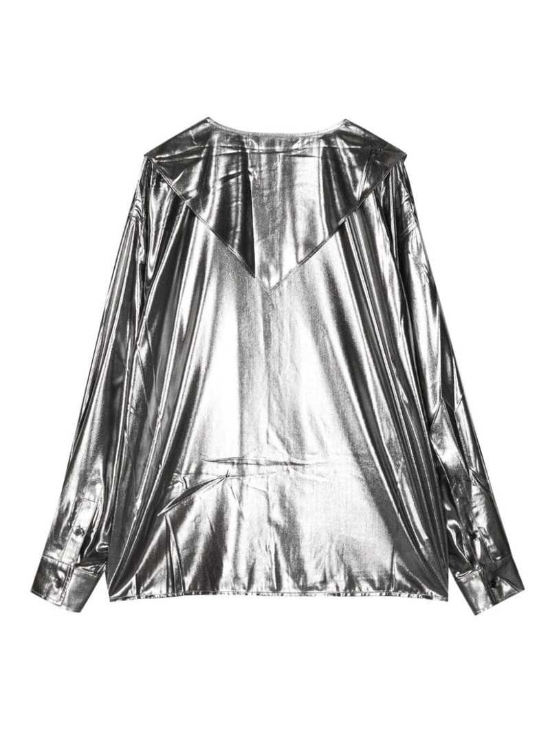 pushBUTTON sailor-collar metallic shirt outlook