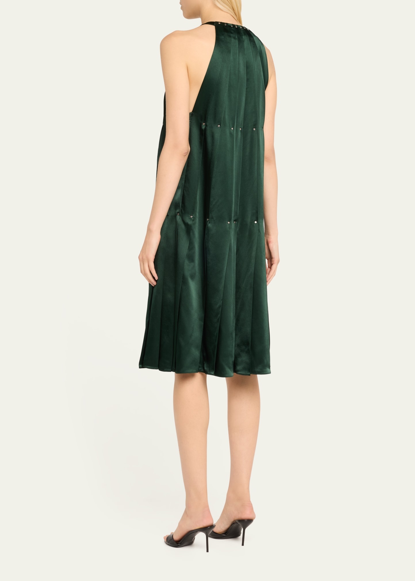 Pleated Silk Halter Dress - 3