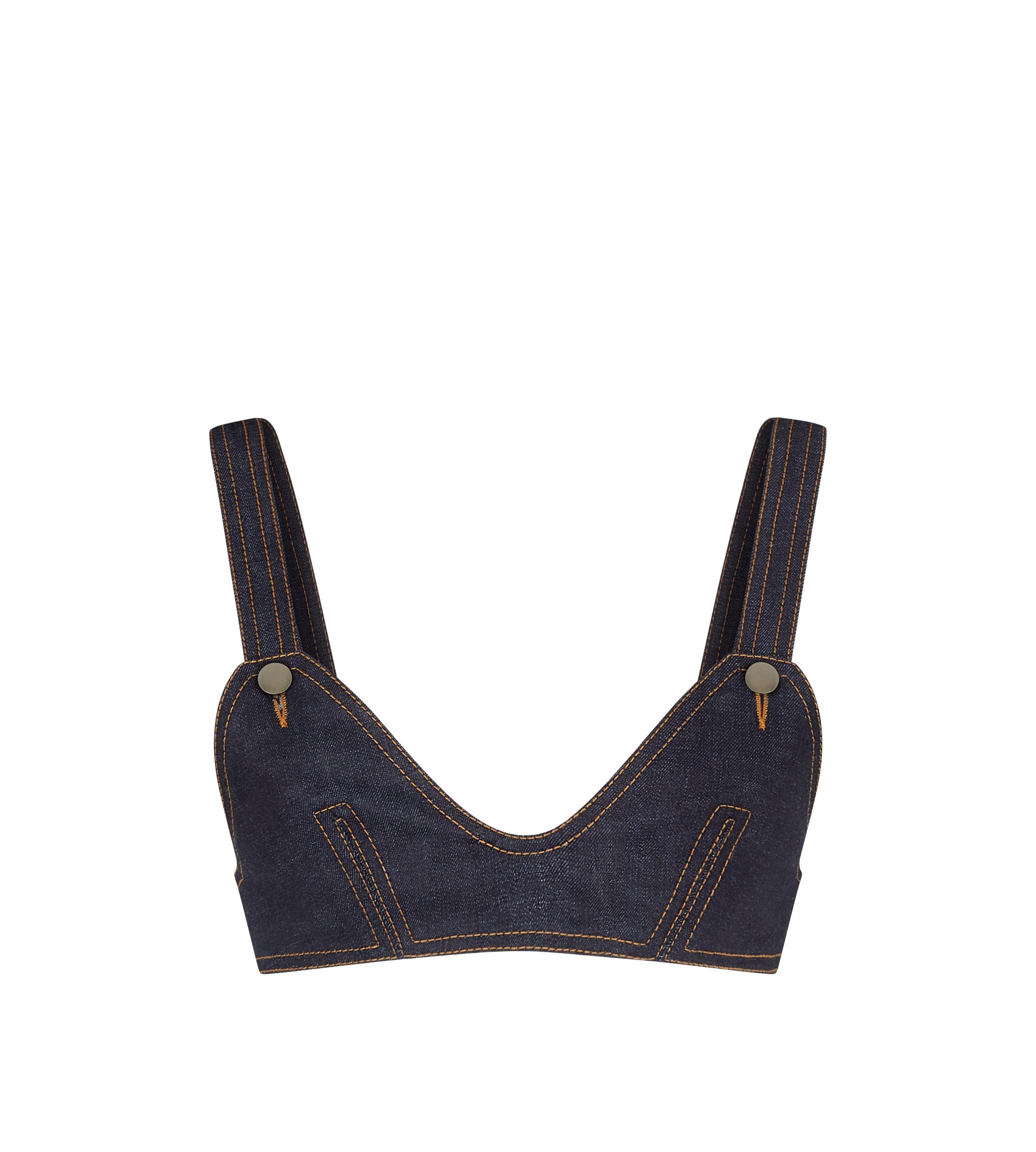 LIGHTWEIGHT DENIM BRA WITH METAL BUTTONS - 1