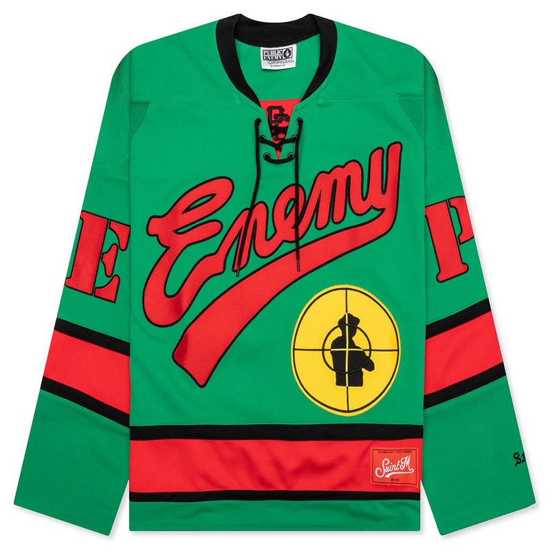 SAINT MICHAEL X PUBLIC ENEMY SAINT ENEMY GAME SHIRT - GREEN - 1