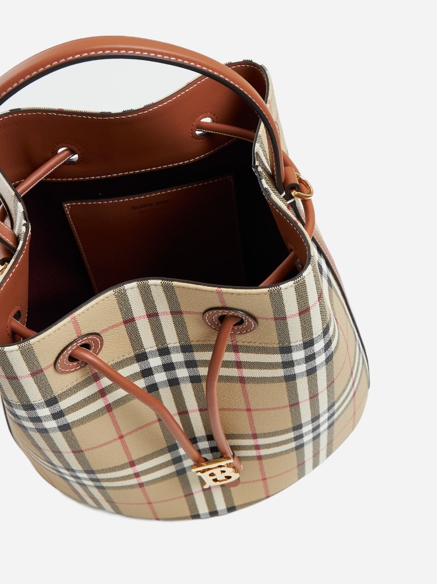 ショルダーバッグ・ポシェット BURBERRY Canvas bucket bag with check motif Burberry Check canvas small bucket bag | danielloboutique