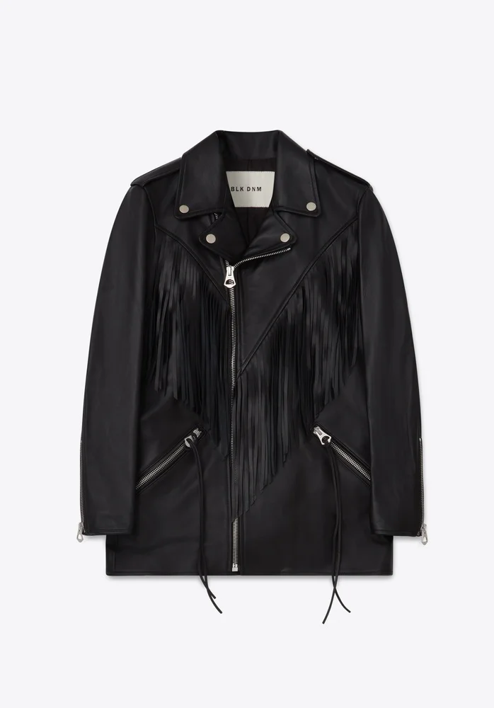LEATHER JACKET 68 BLACK FRINGES - 1