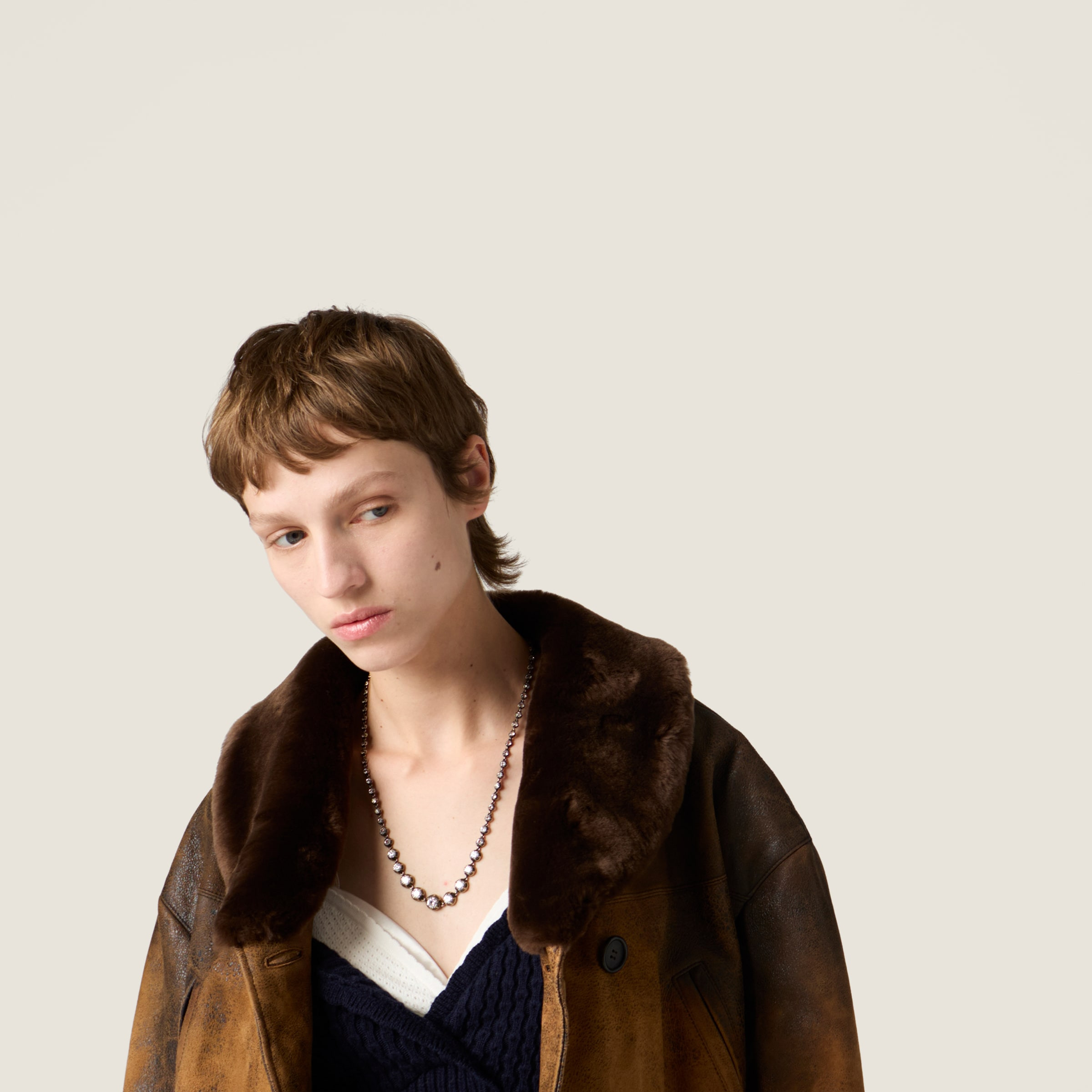 Double-breasted waxed suede caban jacket - 4