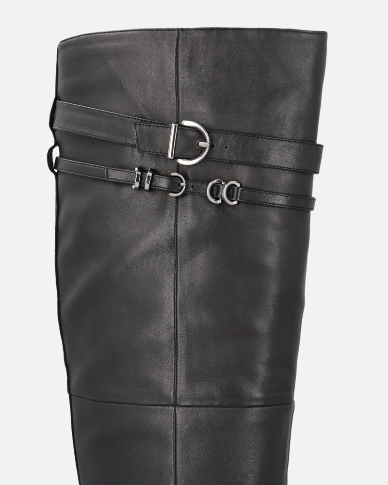 KNEE-HIGH NAPPA LEATHER BOOTS WITH HEEL AND STRAP 4