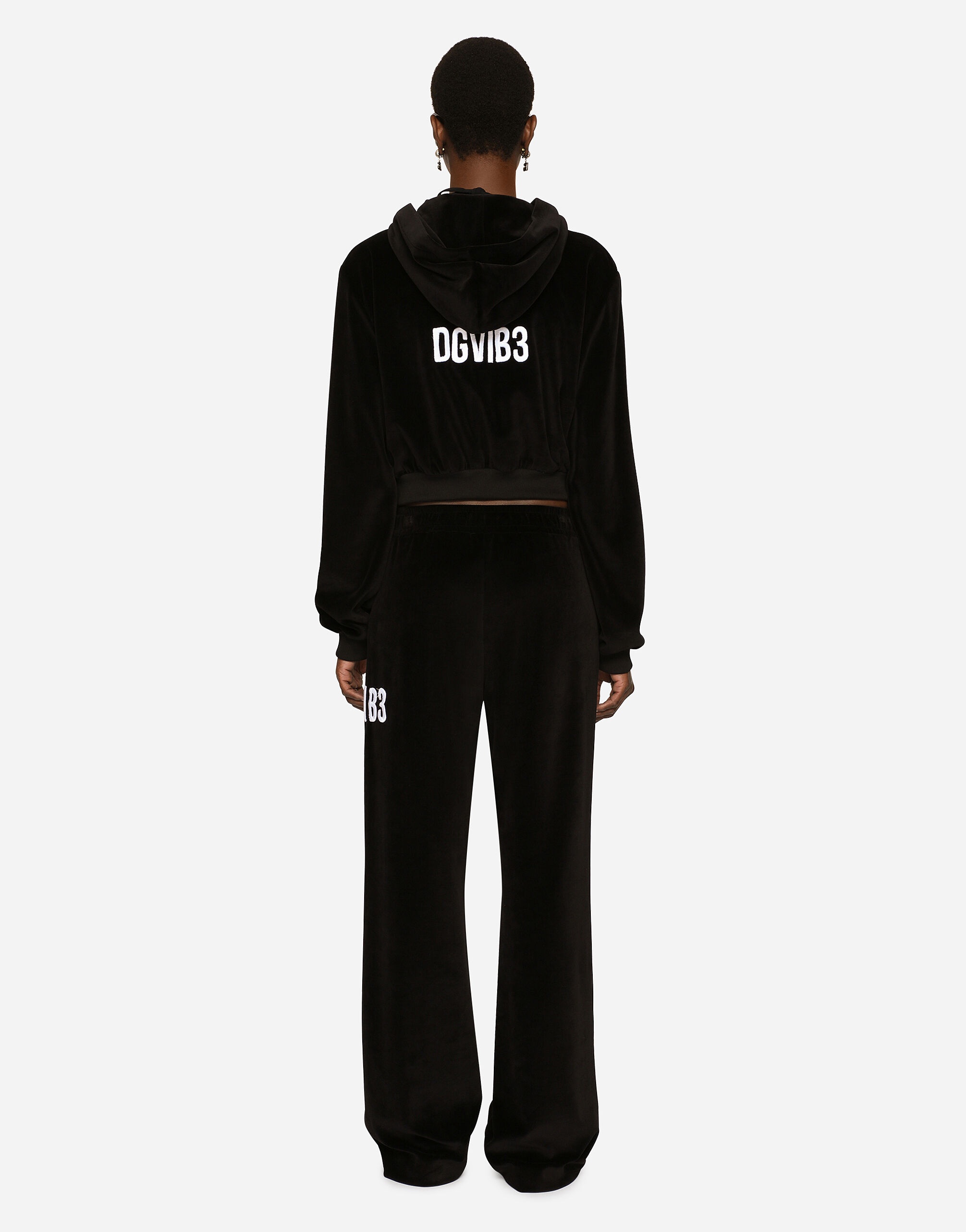 Cotton chenille jogging pants with DGVIB3 embroidery - 4