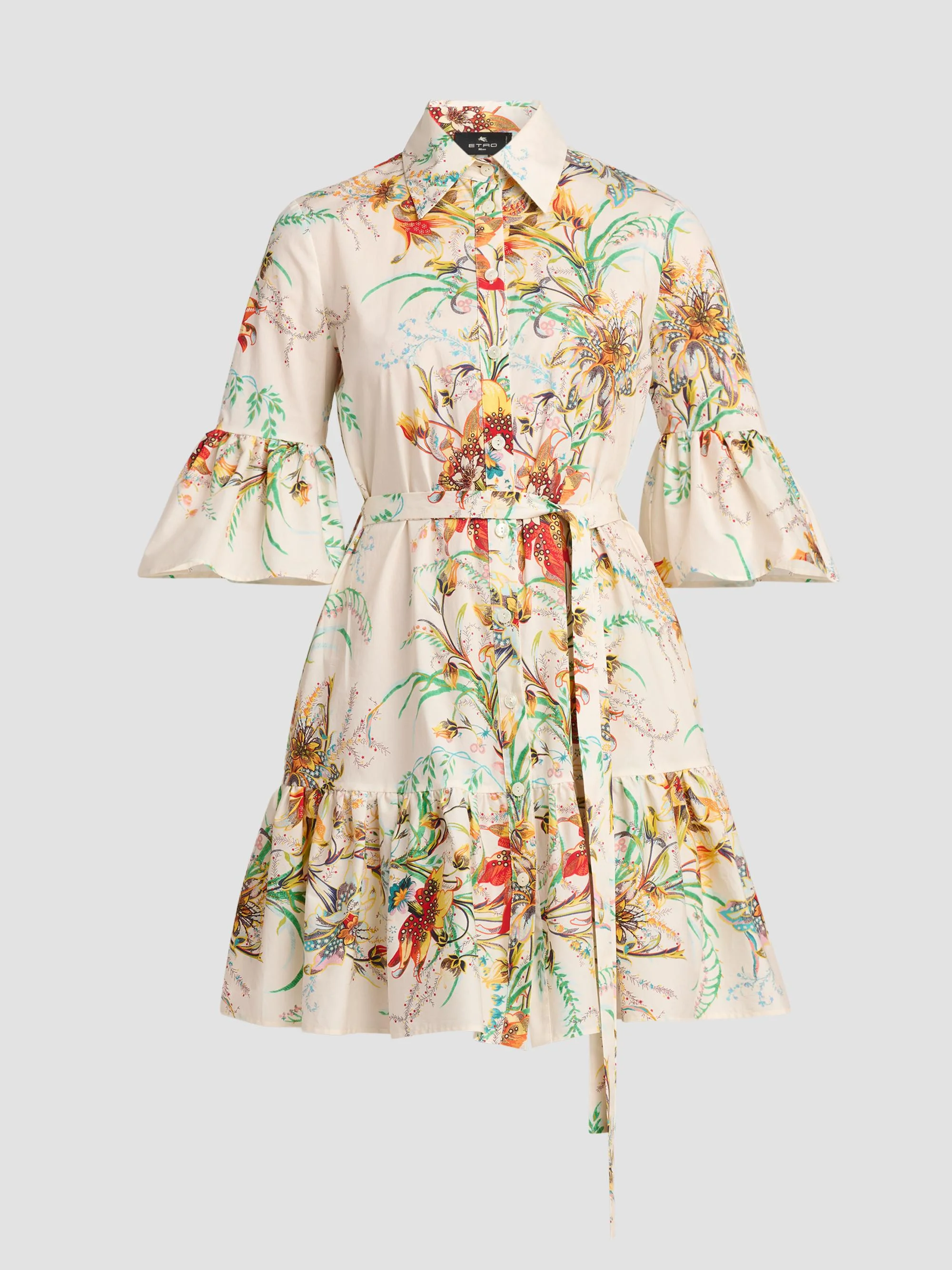 Women's Printed Mini Shirtdress - Printed White - 1