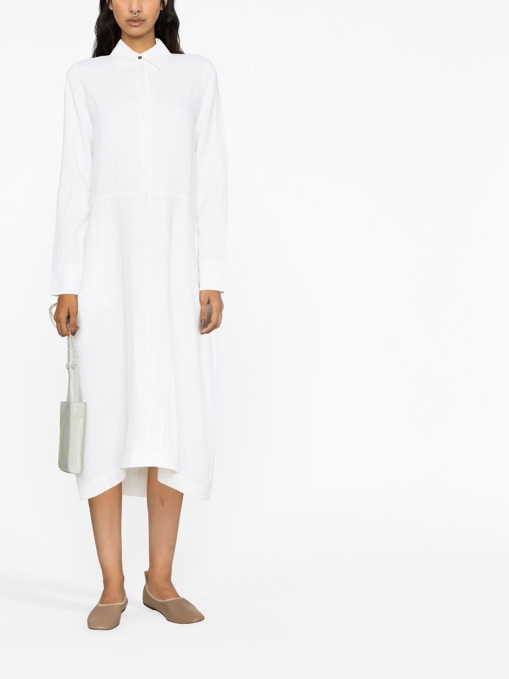 linen long-sleeve shirt dress - 2