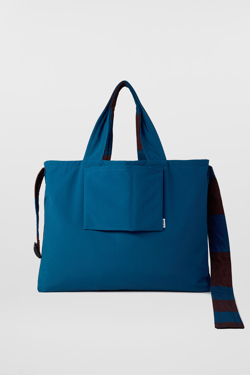 EVERYDAY REVERSIBLE BAG / blue & brown 7
