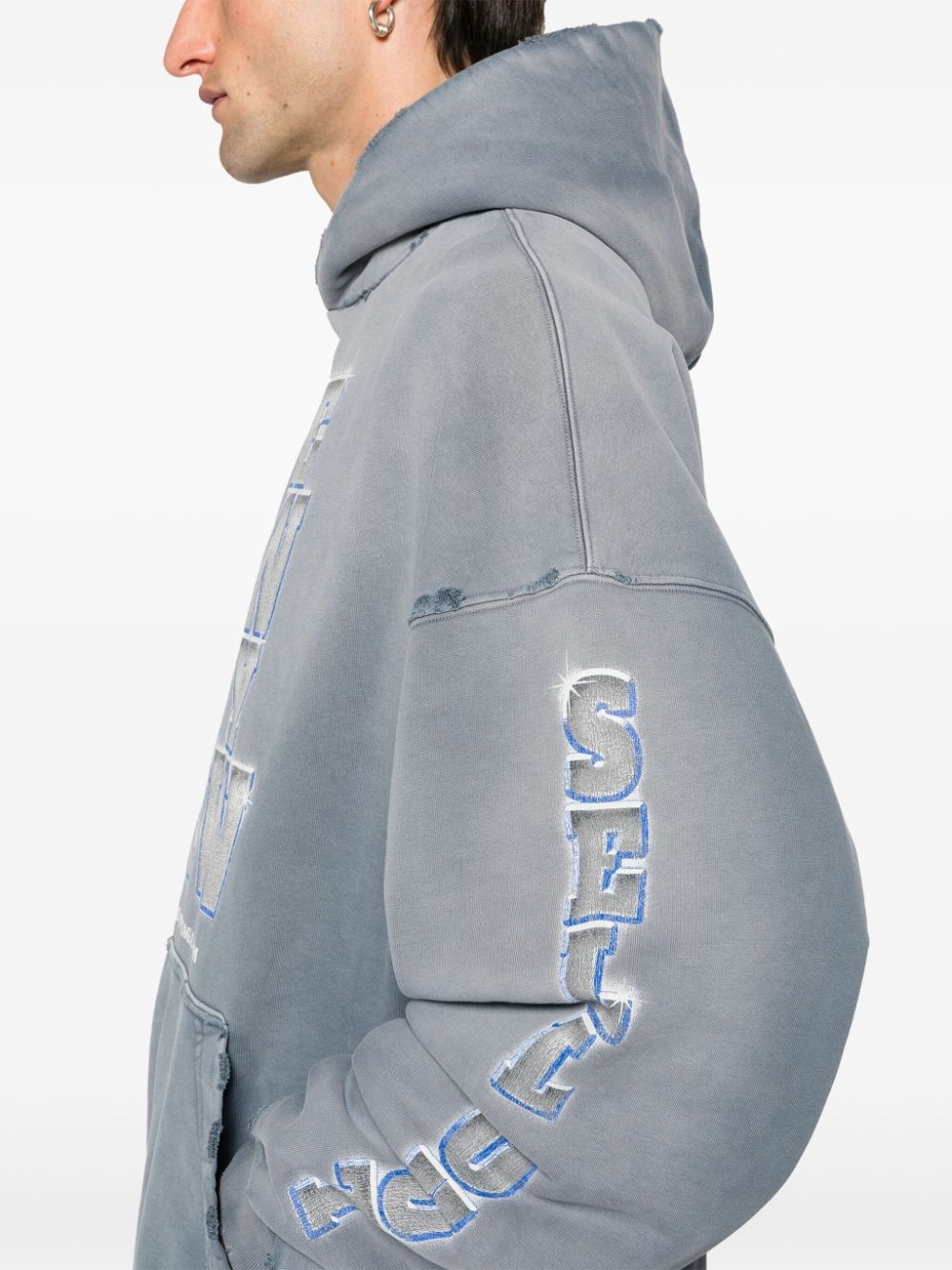 トップス BALENCIAGA Slogan-Print Cotton Hoodie BALENCIAGA slogan-print cotton hoodie | REVERSIBLE