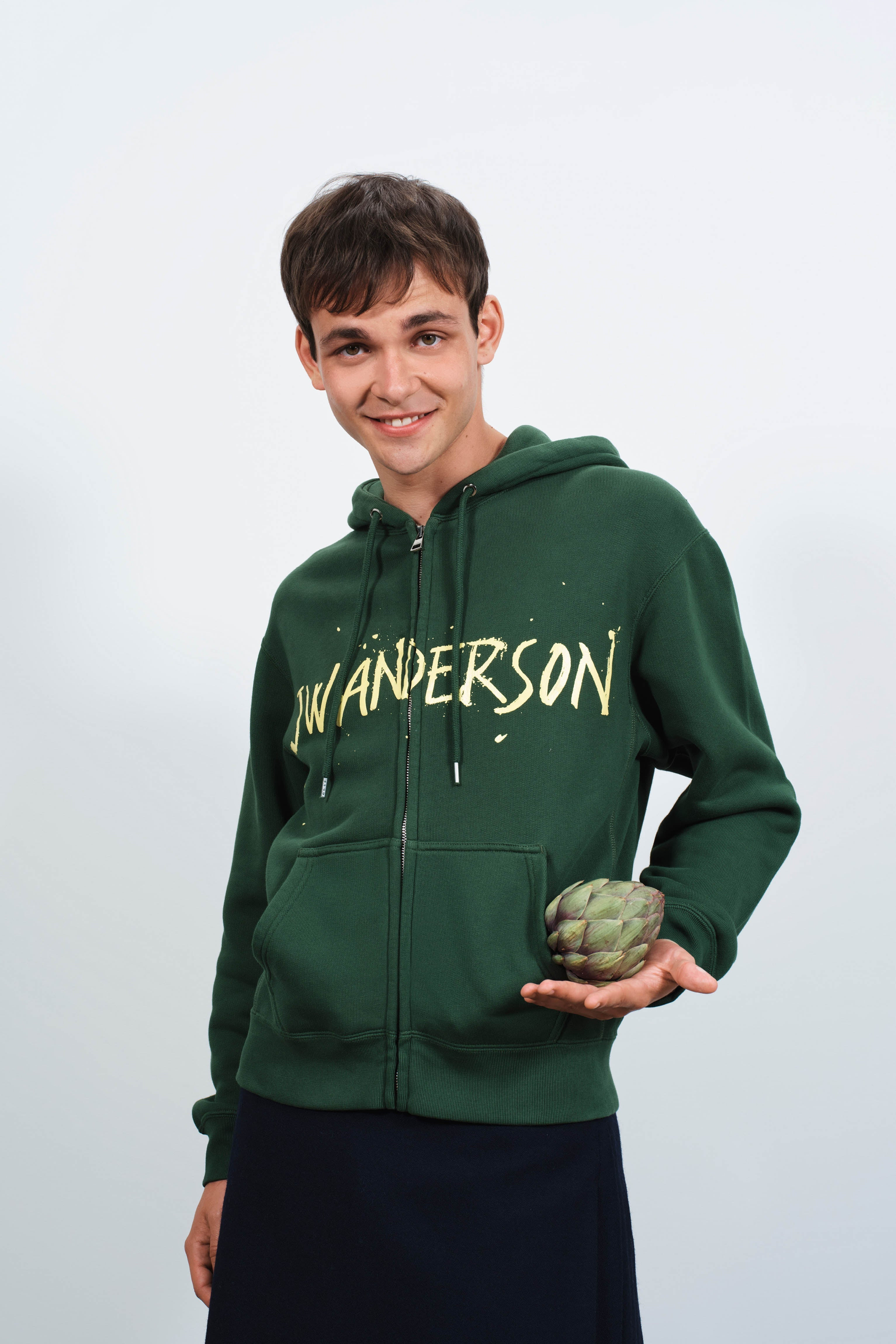 ZIP FRONT PRINT HOODIE IN GREEN - 4
