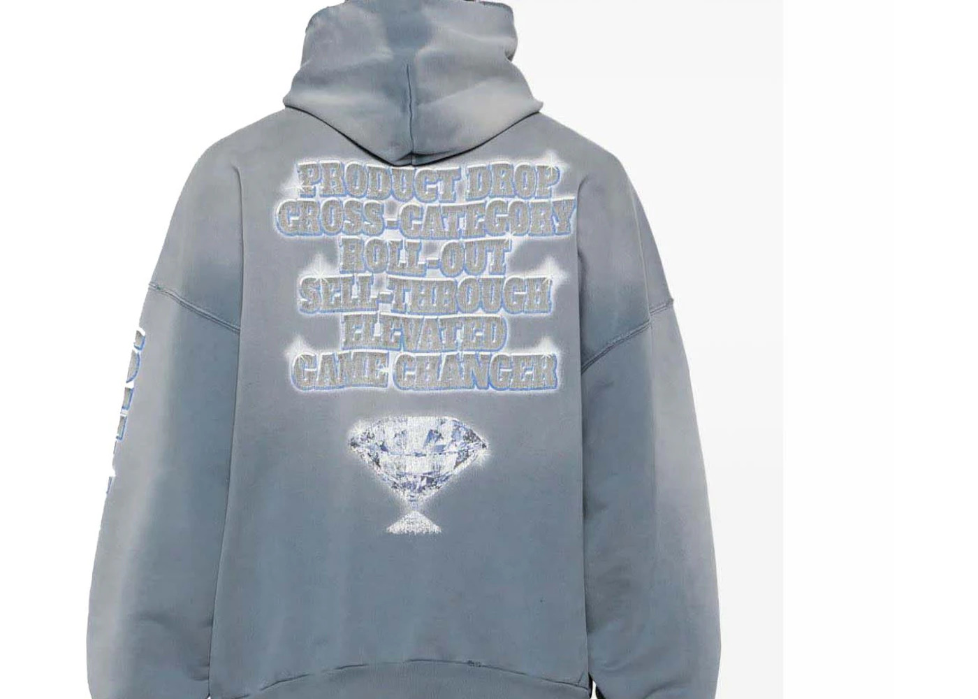 Balenciaga Large Fit Hoodie Washed Blue - 2