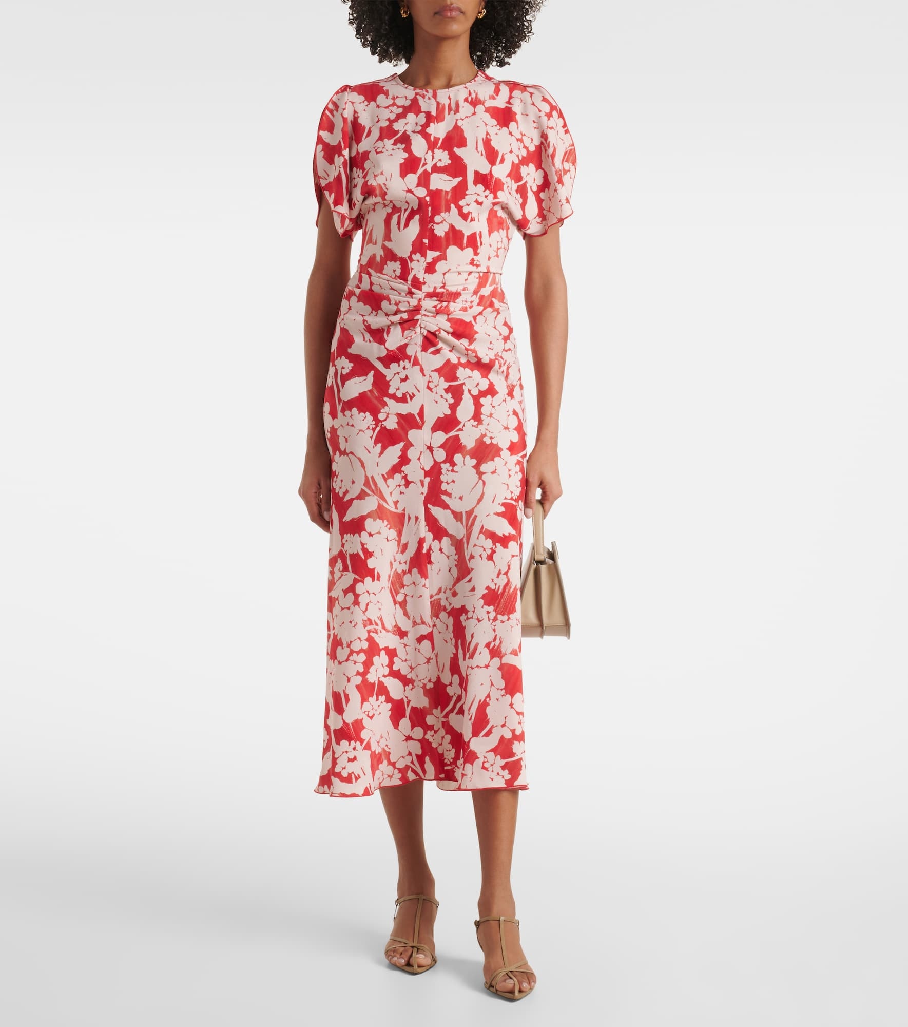 Floral gathered midi dress - 2