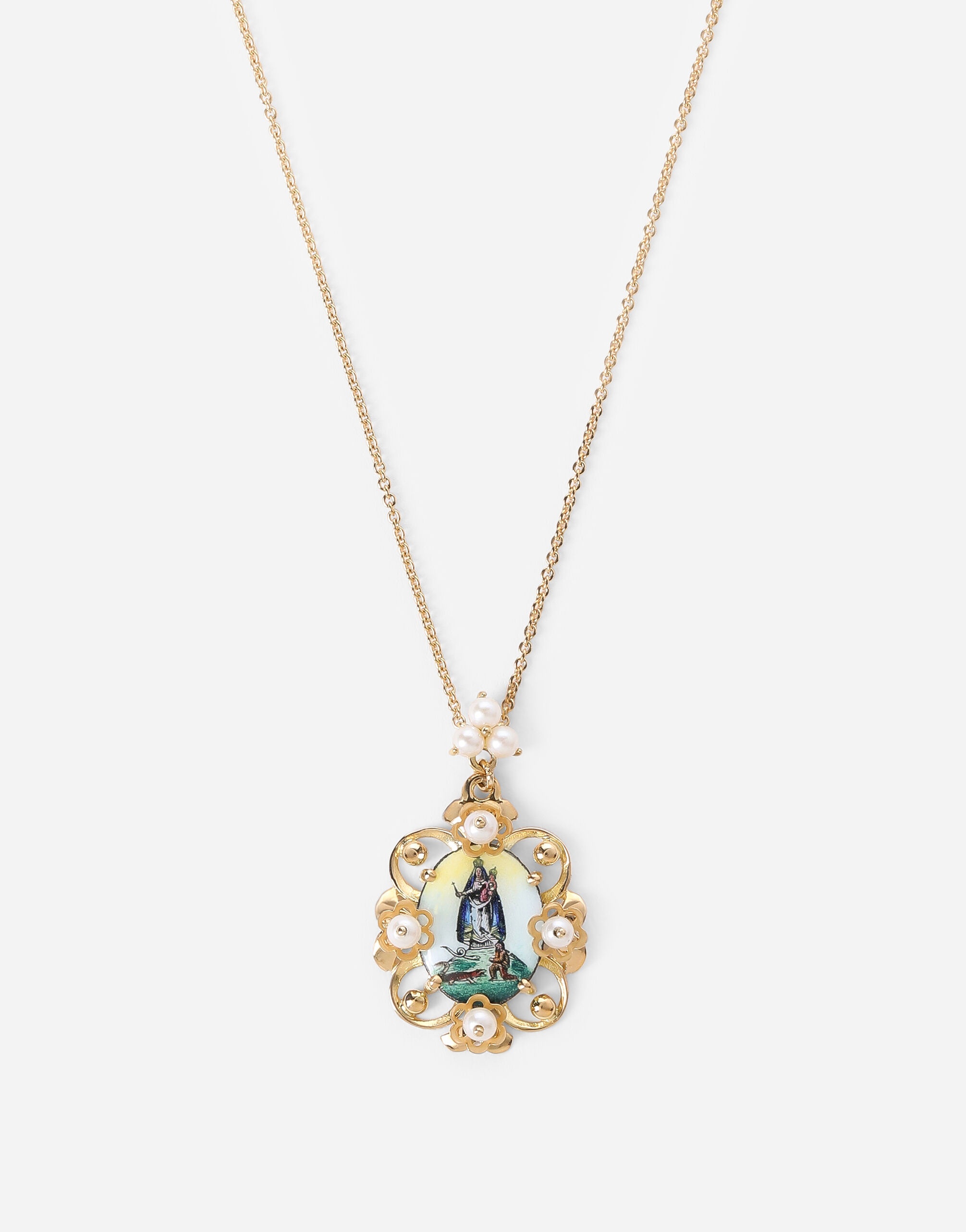 D.D. pendant in yellow 18kt gold and antique cheramic miniature - 2