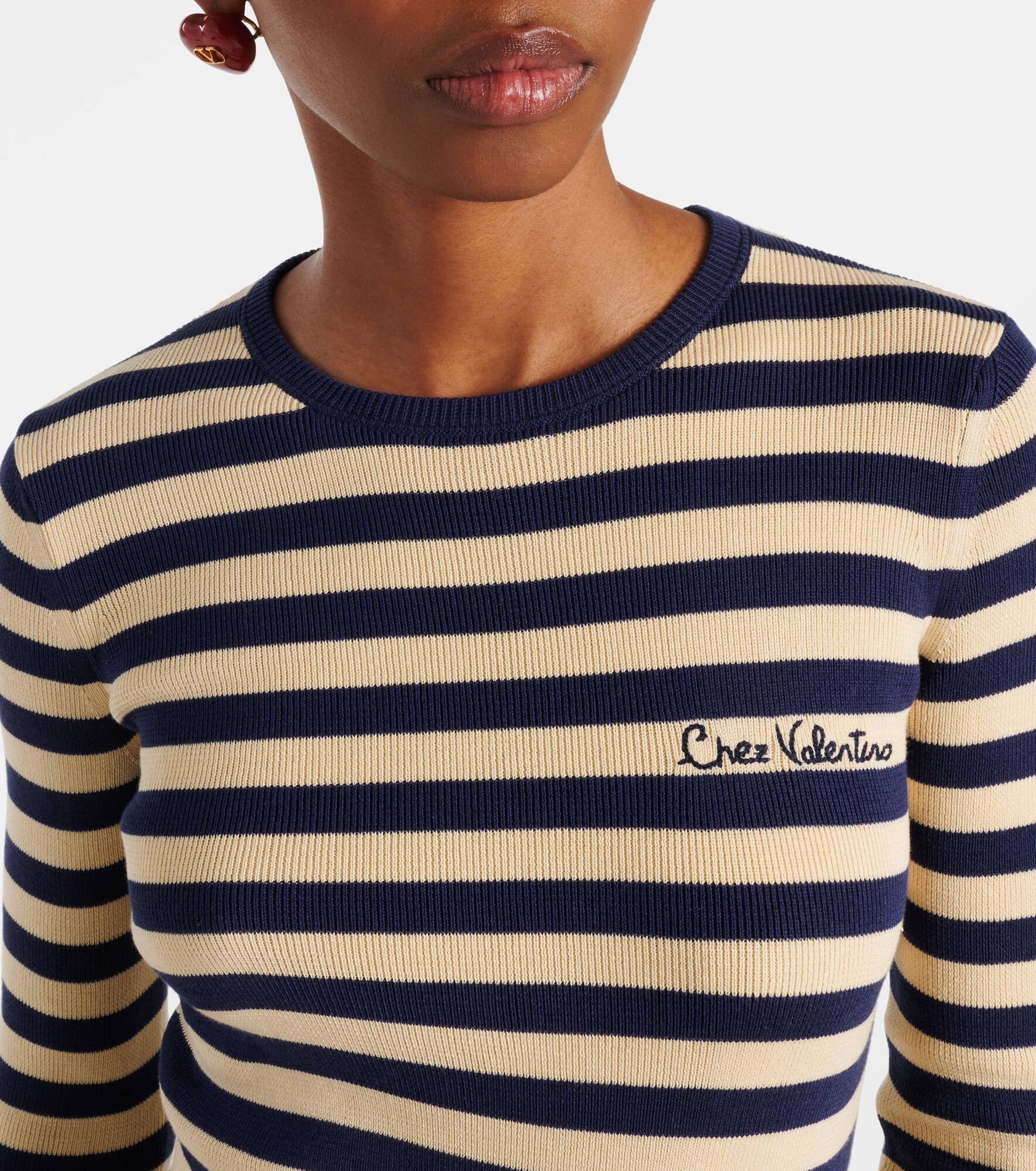 Striped ribbed-knit cotton sweater - 4