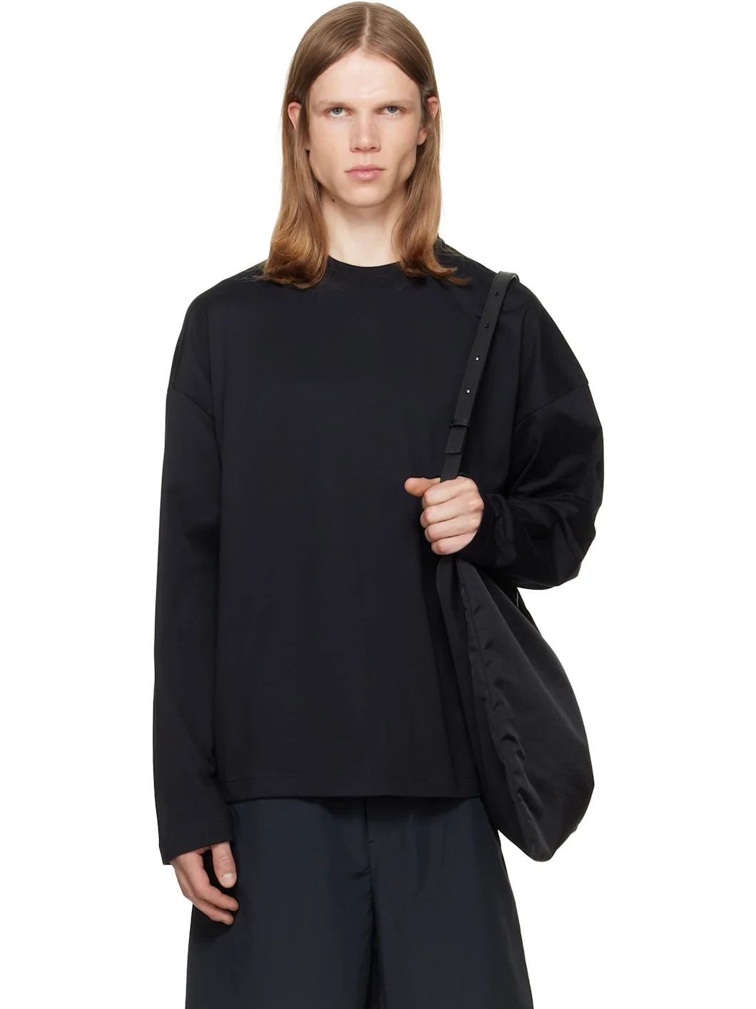 Black Cotton Crew-Neck T-shirt - 1