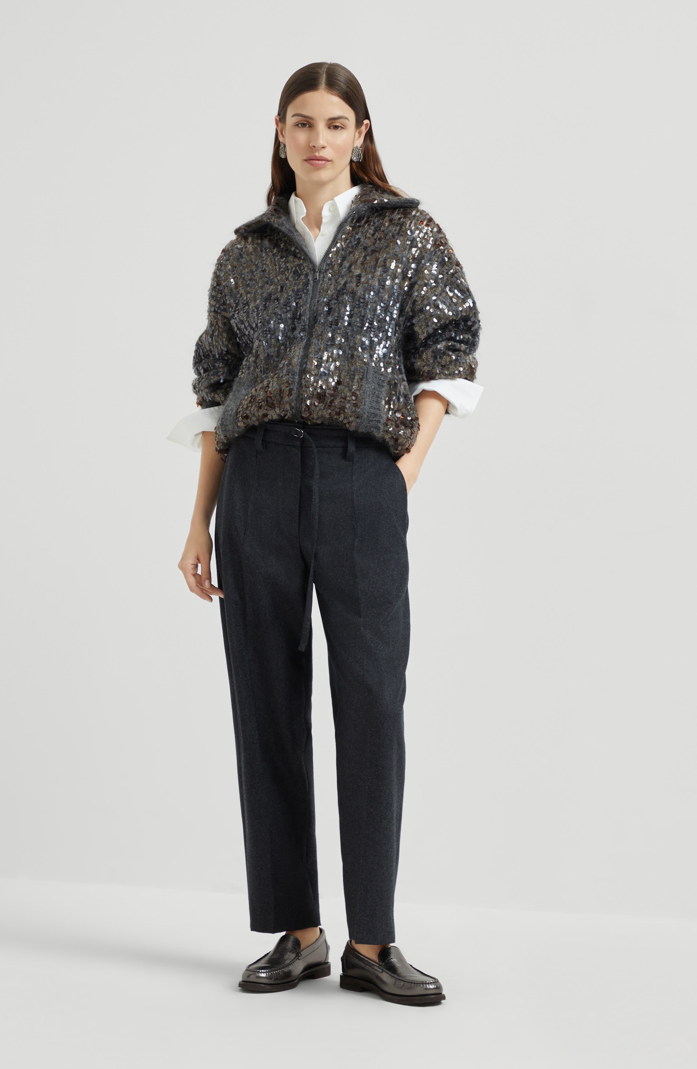 Brunello Cucinelli Straight Crop trousers in Lignite Grey at Nordstrom - 6