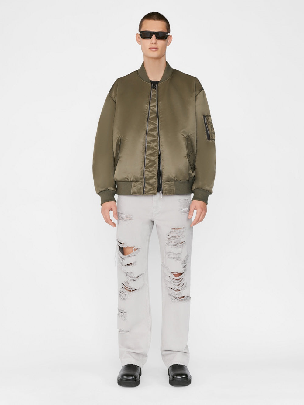 Nylon Bomber in Taupe - 2