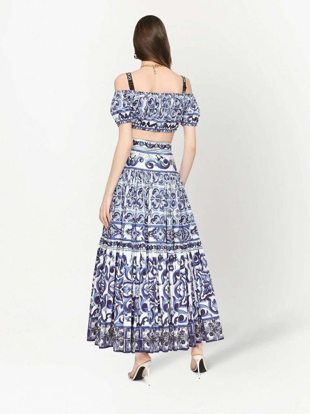 Majolica-print A-line maxi skirt - 4
