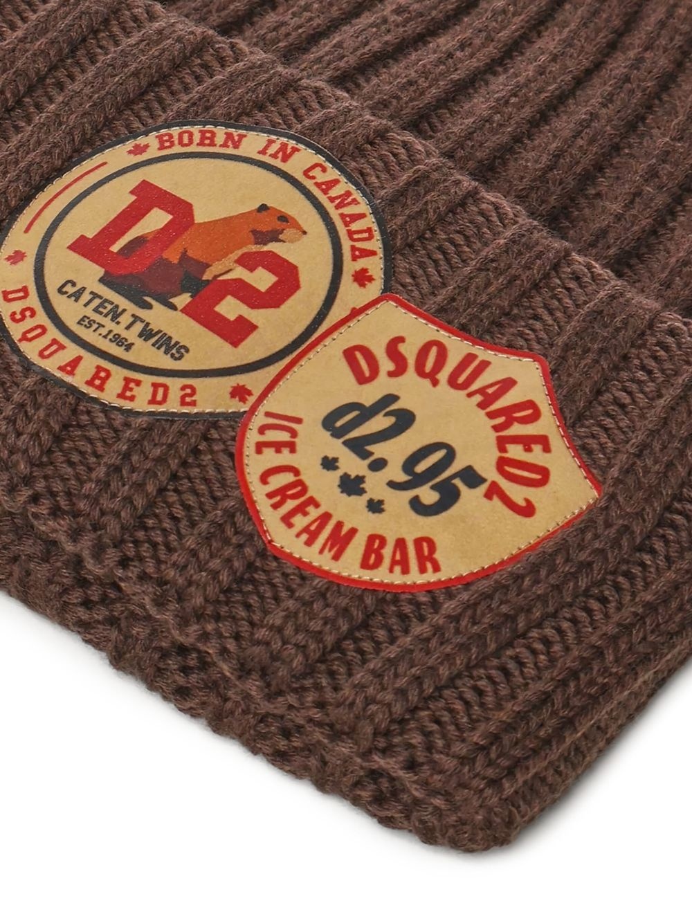ribbed logo-patch beanie - 3