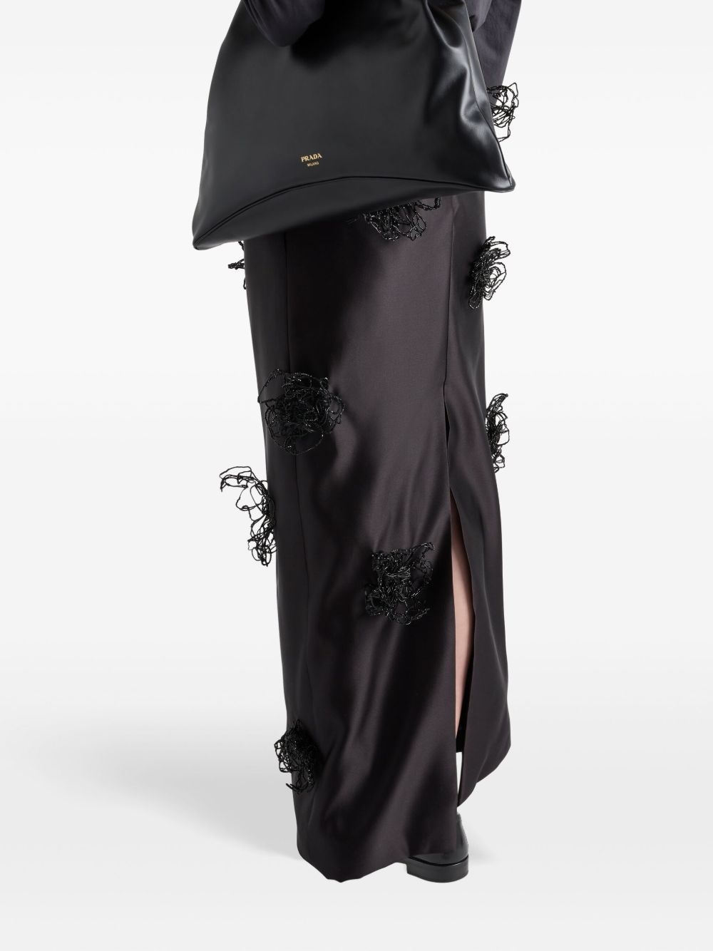 embroidered satin maxi skirt - 4