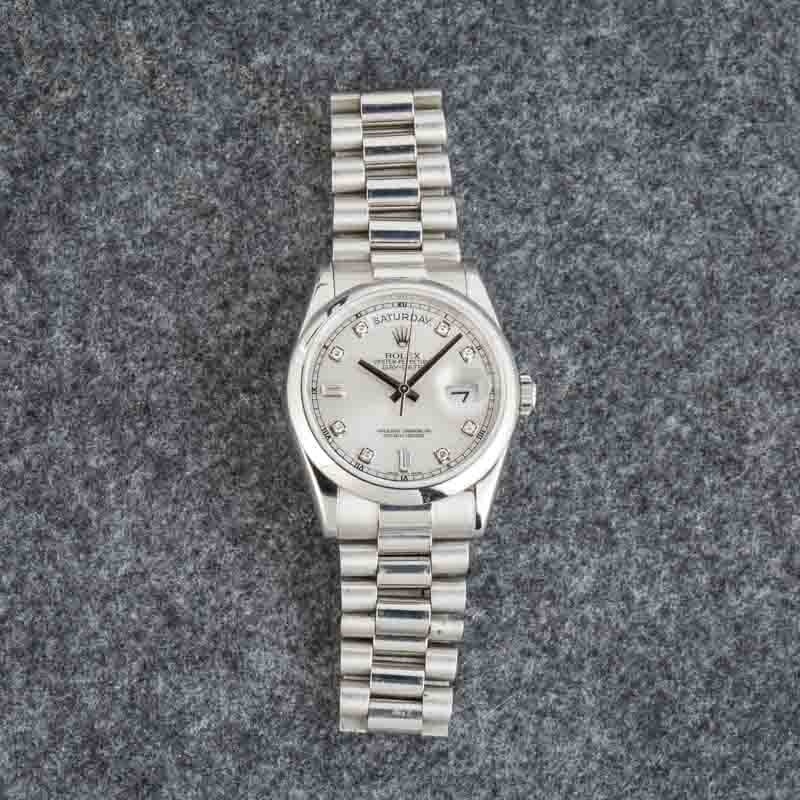 Rolex Day-Date 36 Ref 118206 Silver Diamond Dial - 6