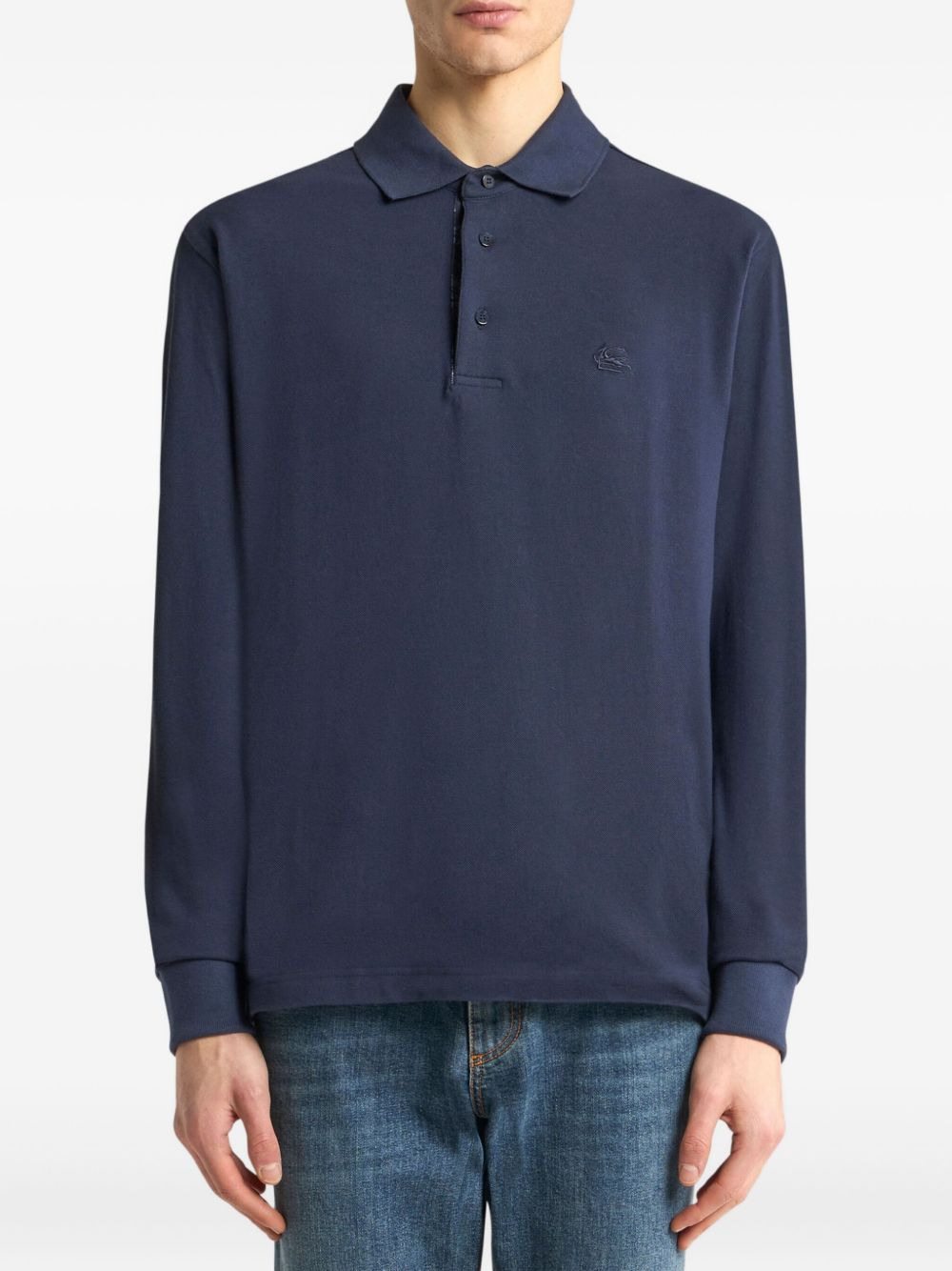 logo-embroidery long-sleeve polo shirt - 2