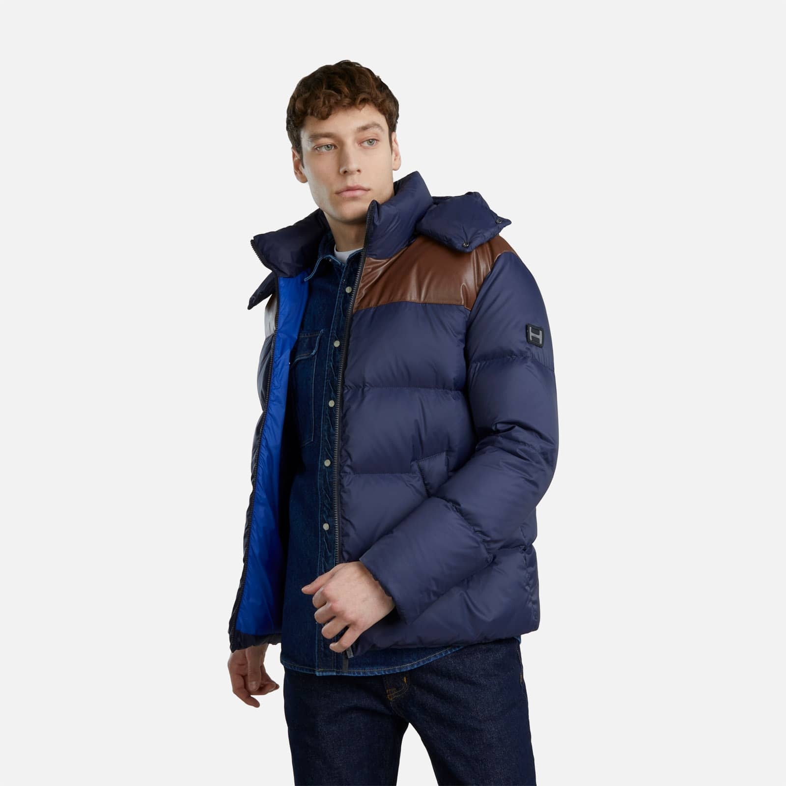 Hooded Down Jacket Blue - 5
