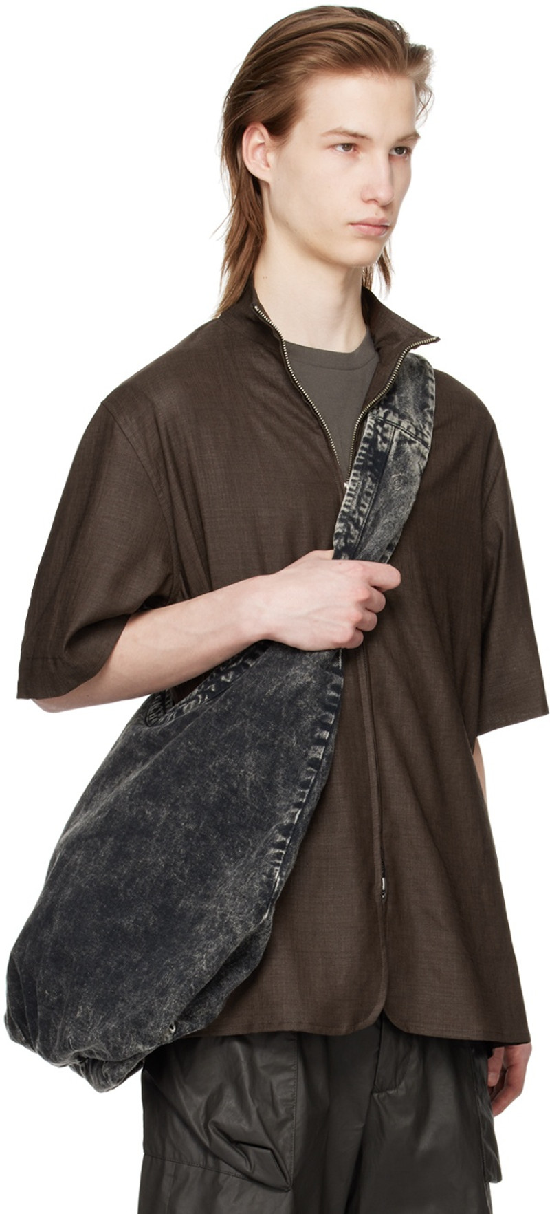Omar Afridi Brown Elasticized Shirt outlook