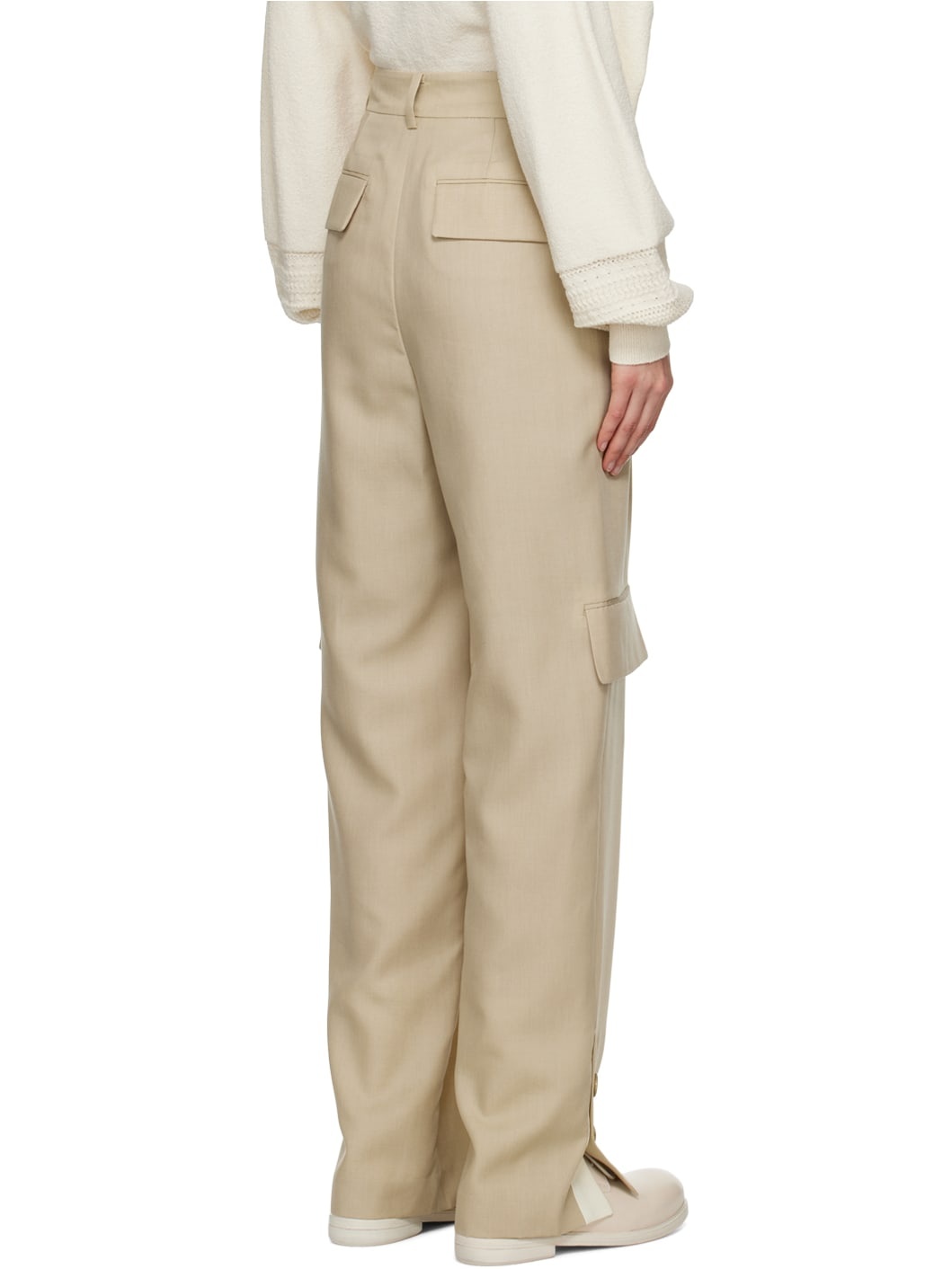 Beige Pleated Trousers - 3