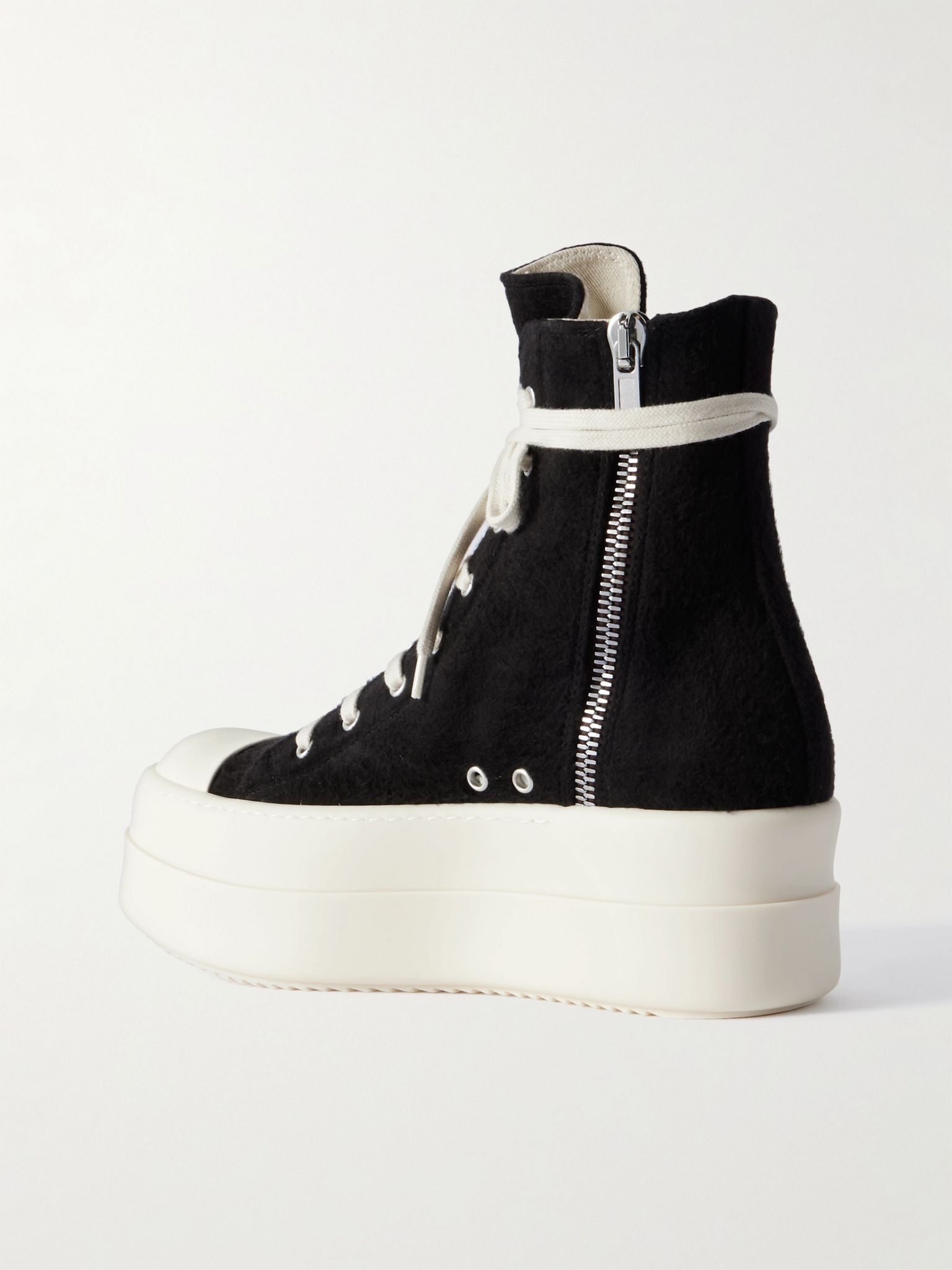 Double Bumper Exaggerated-Sole Plush Sneakers Black - 4