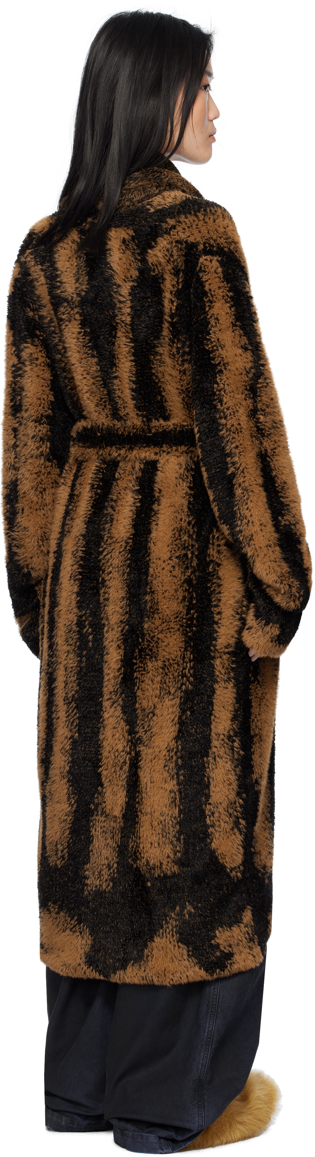 Brown Belted Faux-Fur Coat - 3