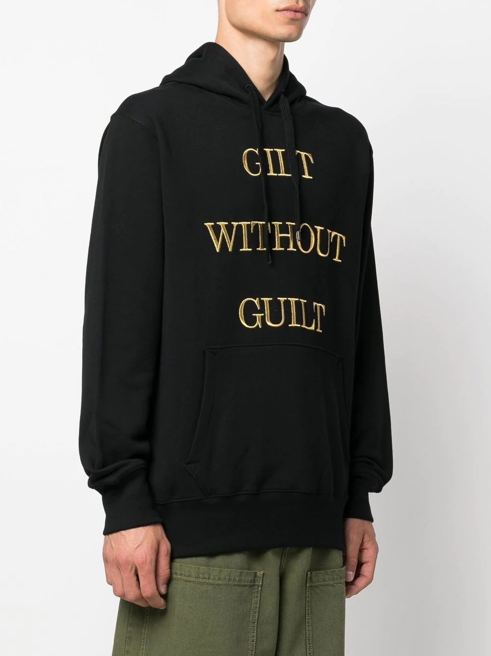 embroidered-slogan long-sleeve hoodie - 3