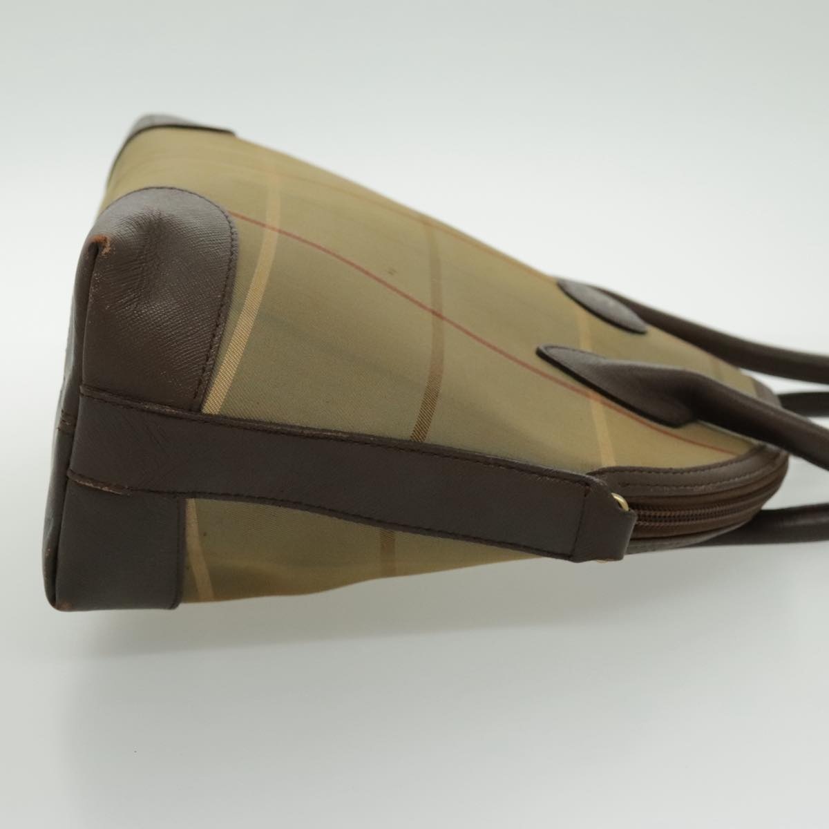 Burberry Nova Check Hand Bag Canvas Leather Brown Gold - 4