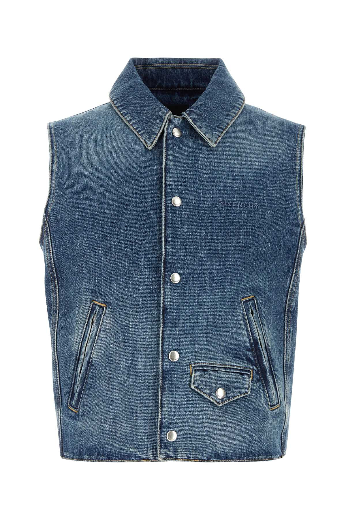 Givenchy Men Denim Sleeveless Jacket - 1