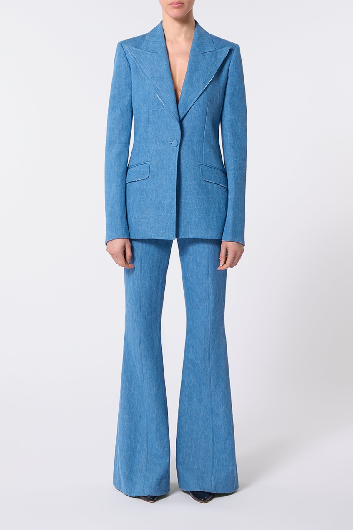 Leiva Blazer in Light Blue Denim Recycled Cotton Linen - 3