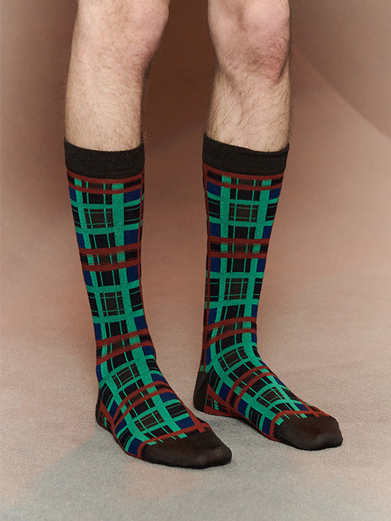 HENRIK VIBSKOV CHECKS SOCKS HOMME - CHECKS ORANGE outlook