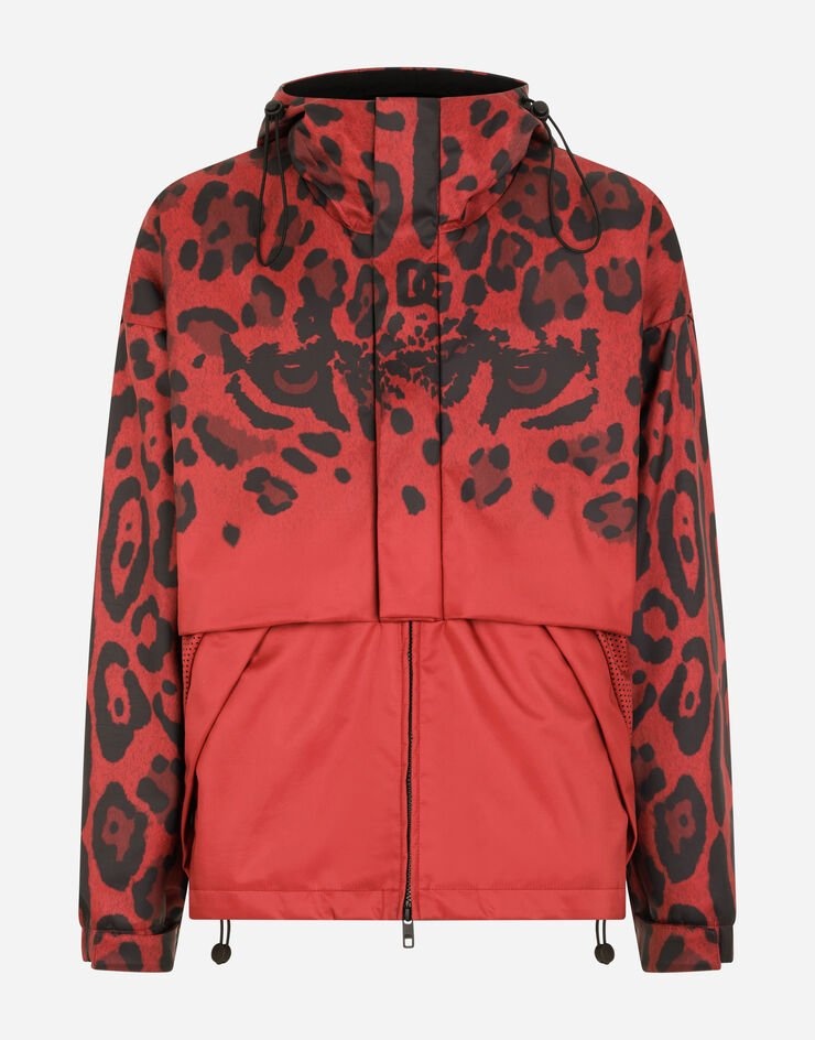 Leopard-print technical fabric parka - 1