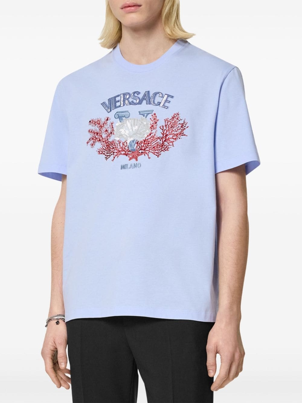 University Coral embroidered T-shirt - 3