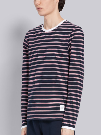 Thom Browne Navy Cotton Hairline Stripe Long Sleeve Ringer T-shirt outlook