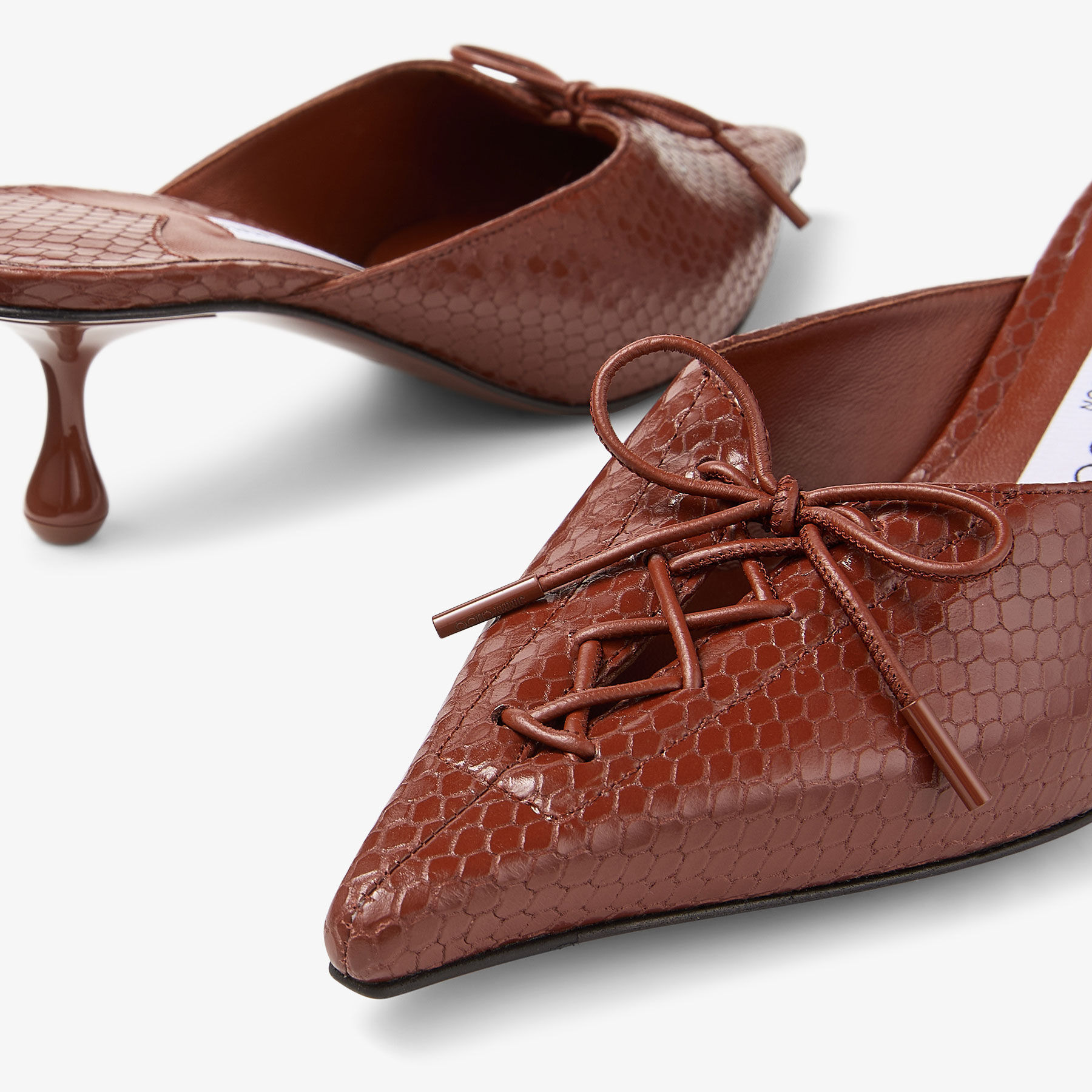 Scarlett Mule 50
Cognac Elaphe Printed Leather Mules - 3