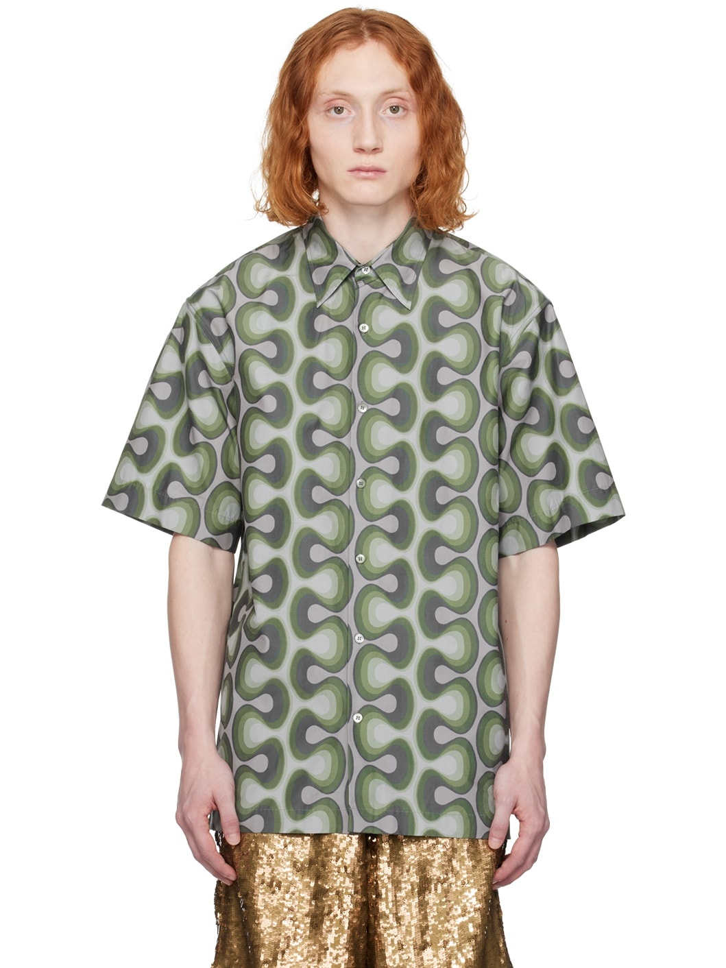 Green Printed Shirt - 1