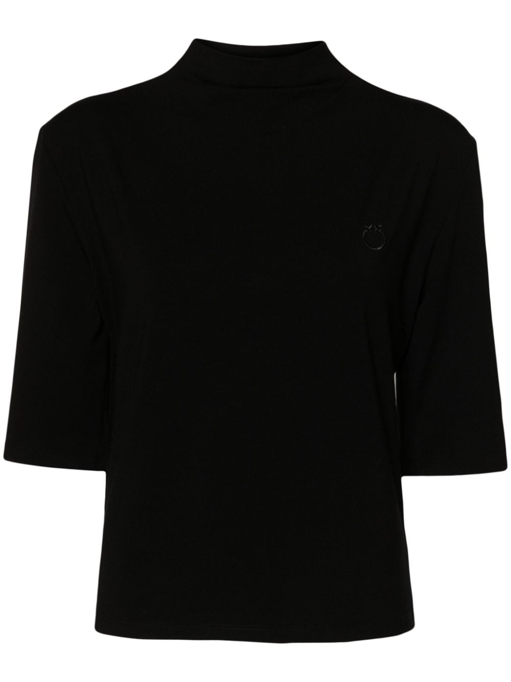 logo-embroidered mock-neck T-shirt - 1