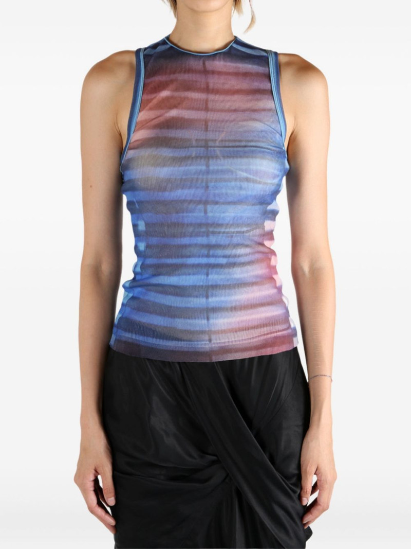 Jean Paul Gaultier striped-pattern mesh top outlook