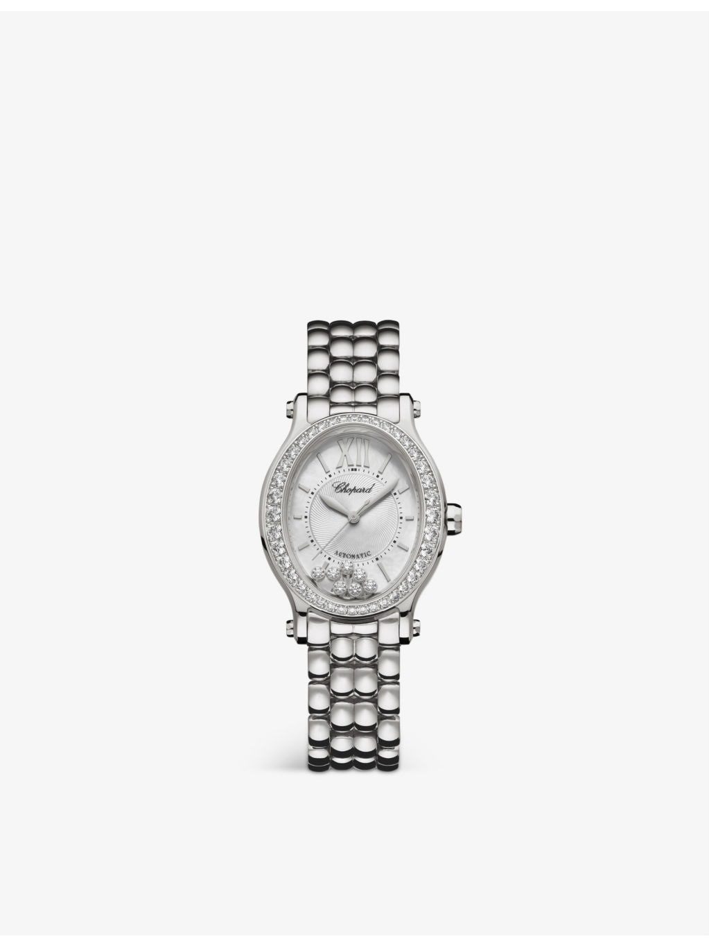 278602-3004 Happy Sport Oval stainless steel and diamond watch - 1