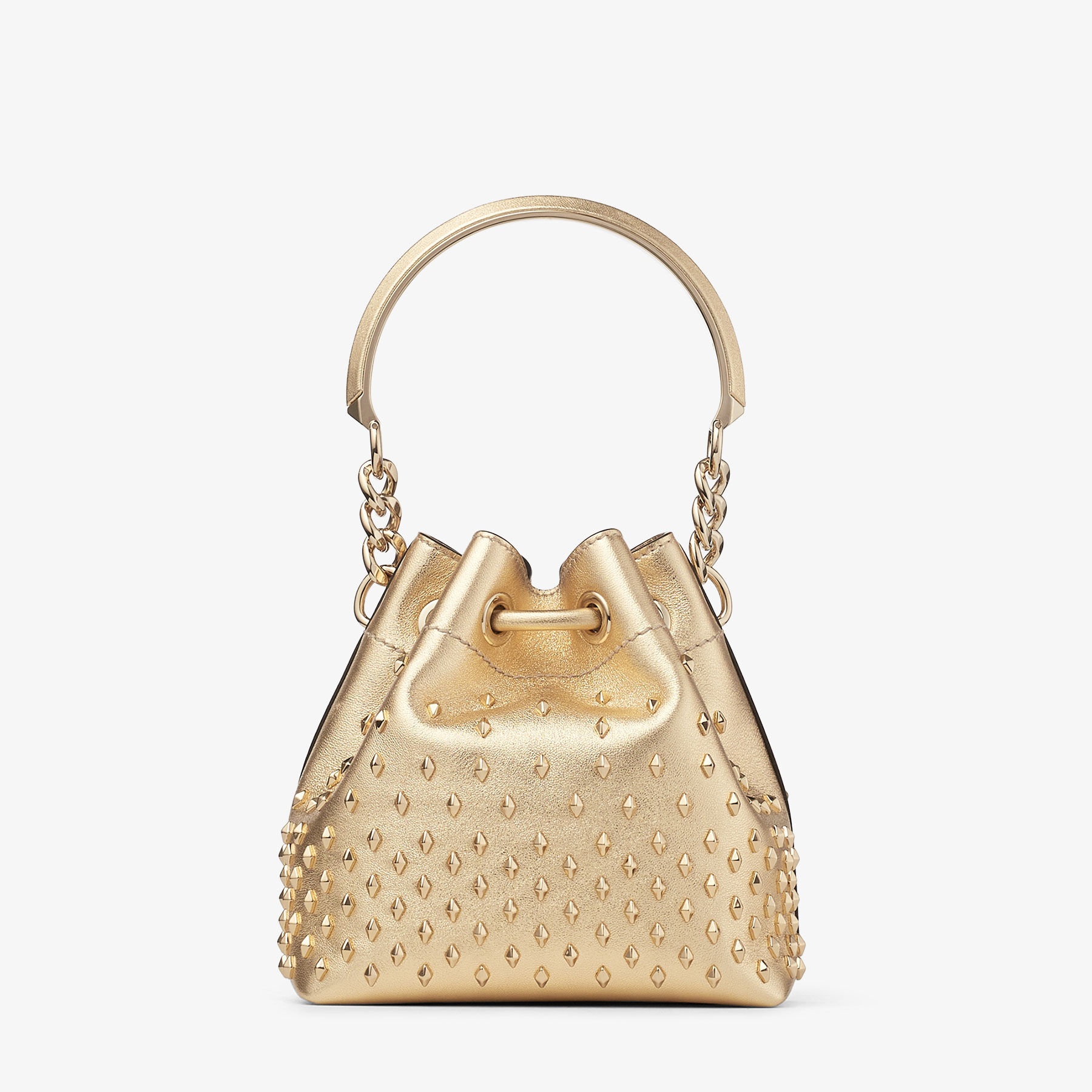 Bon Bon Bucket S
Gold Metallic Nappa Leather Bucket Bag with Studs - 6