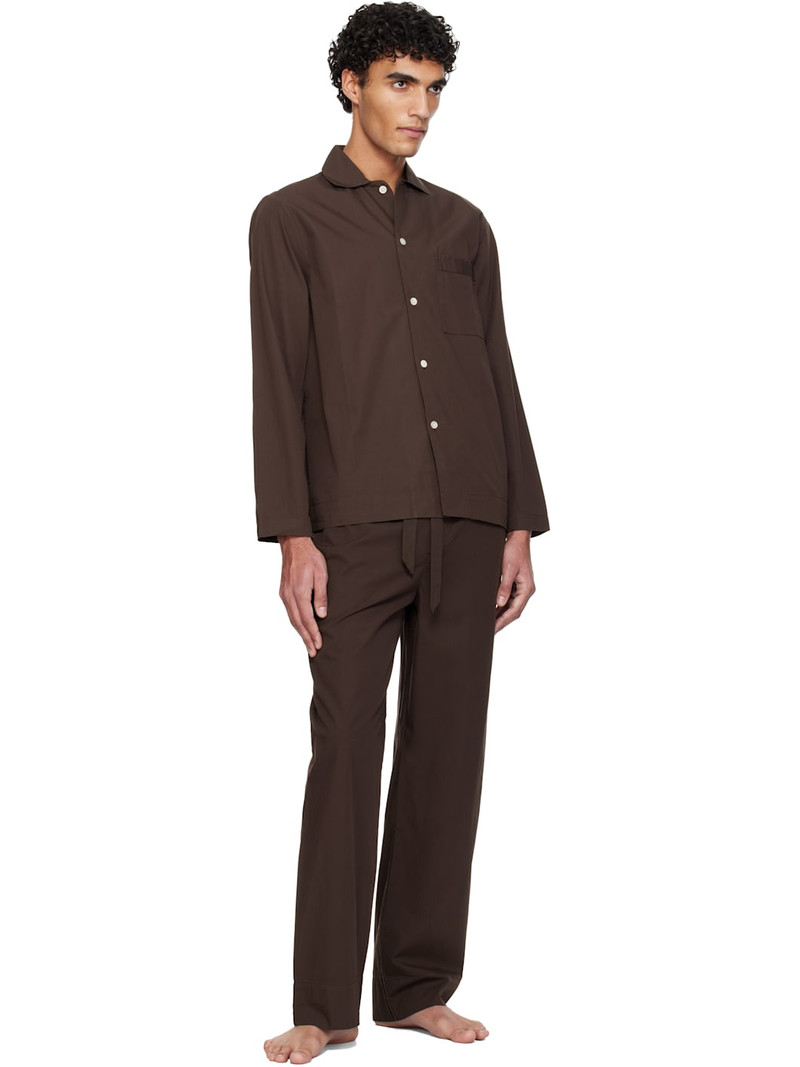 TEKLA Brown Poplin Pyjama Pants outlook